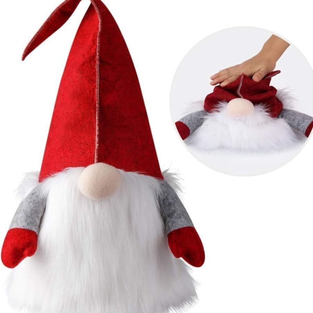 Red and White Felted Plush Swedish Gnome Tree‎ Topper